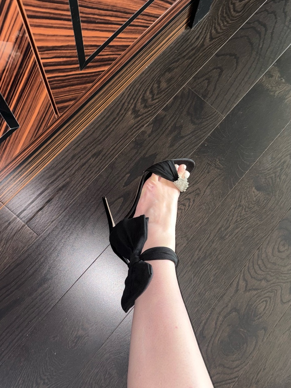 Giuseppe Zanotti Black Satin Bow & Crystal Stiletto Sandals - Picture 6 of 6